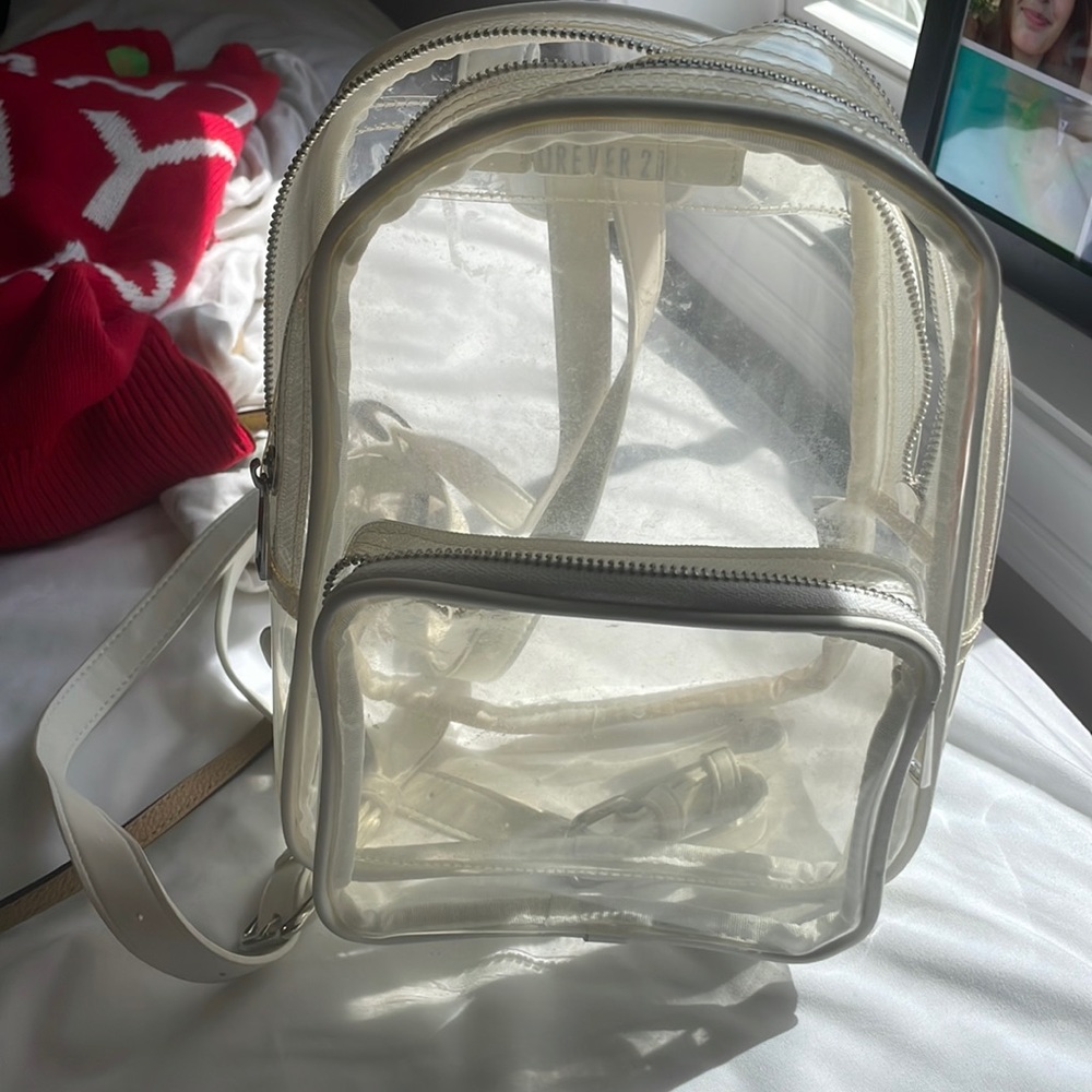 F21 mini clear backpack